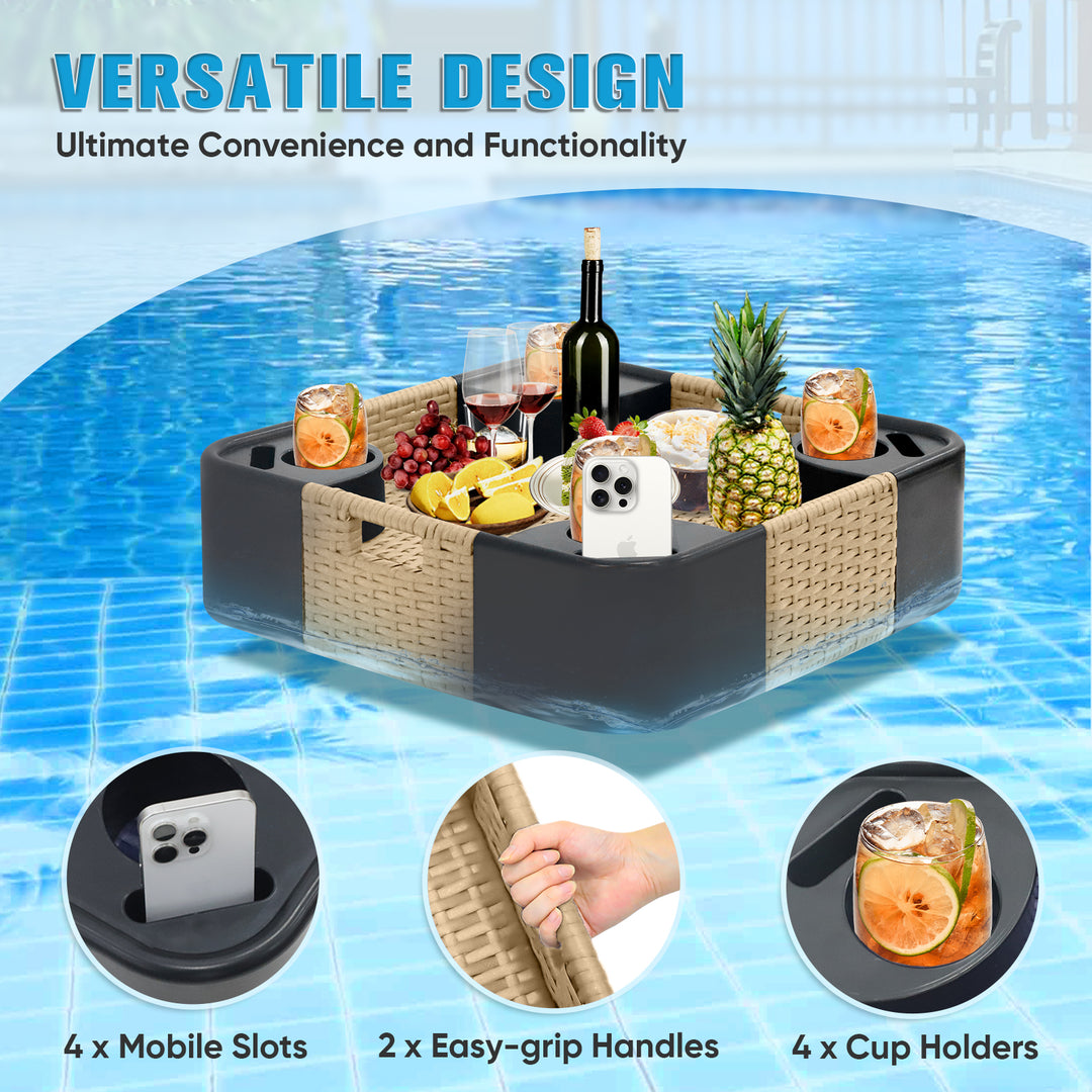 COOS BAY 24''x24'' Square Floating Drink Holder for Pool and Hot Hub