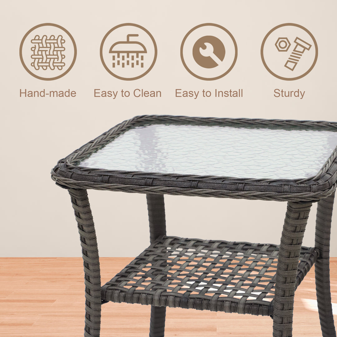 COOS BAY Vintage Courtyard PE Rattan Outdoor Side Table