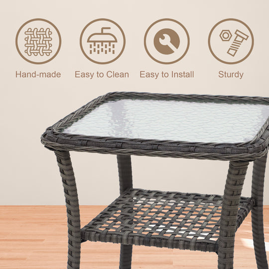 COOS BAY Vintage Courtyard PE Rattan Outdoor Side Table