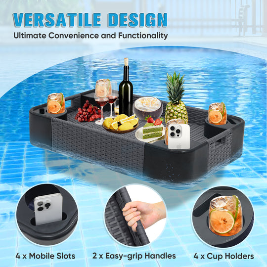 COOS BAY 35''x24'' Rectangular Floating Drink Holder for Pool and Hot Hub