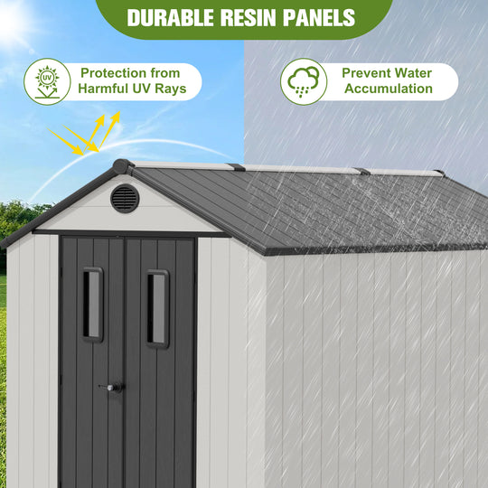 COOS BAY 8x6/8x8/5x3/6x4 Outdoor Storage Shed with Floor, Lockable Doors
