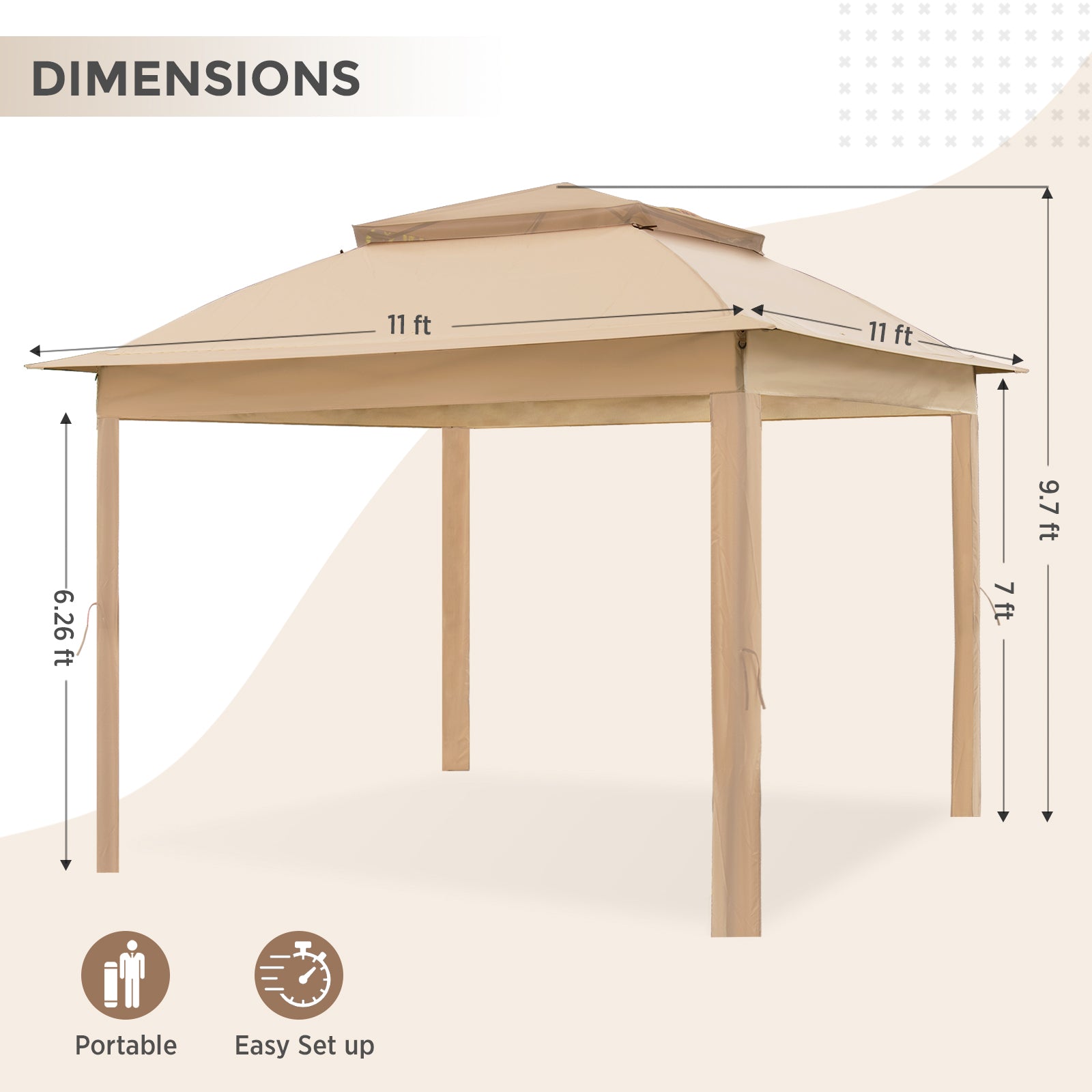 COOS BAY 11x11 Replacement Gazebo Top with Air Vent Sunshade