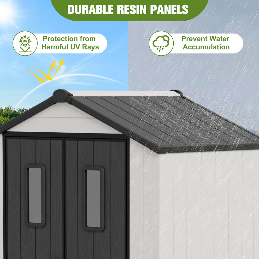 COOS BAY 8x6/8x8/5x3/6x4 Outdoor Storage Shed with Floor, Lockable Doors