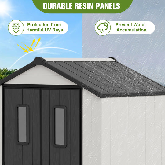 COOS BAY 8x6/8x8/5x3/6x4 Outdoor Storage Shed with Floor, Lockable Doors