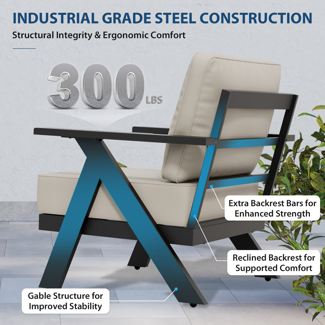 COOS BAY Iron Luxe Modern Outdoor Patio Chairs Set of 2/4