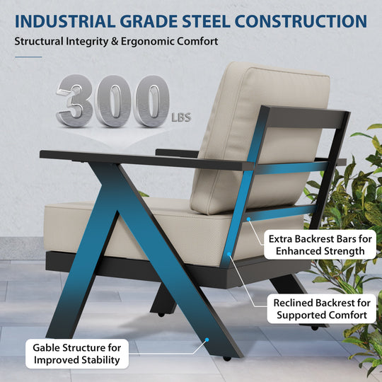 COOS BAY Iron Luxe Modern Outdoor 5 Piece Patio Furniture Set