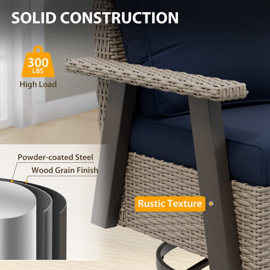 Rustic Hideaway Outdoor Swivel Rocker Patio Chair Set of 1, Beige/Beige, Tan, Dark Blue, Black, Red