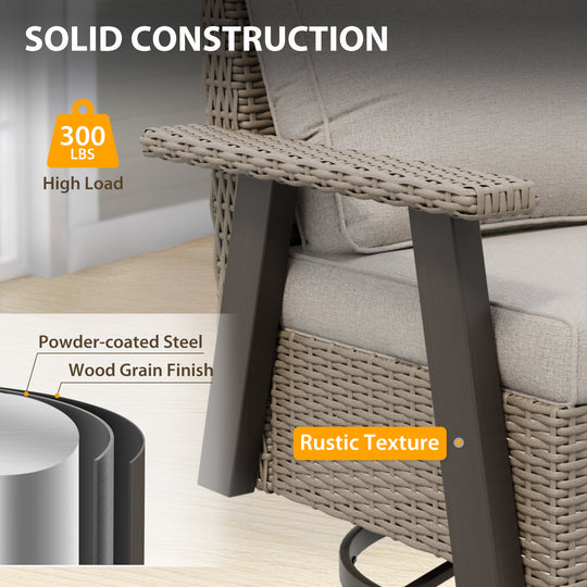 Rustic Hideaway Outdoor Swivel Rocker Patio Chair Set of 4, Beige/Beige, Tan, Dark Blue, Black, Red