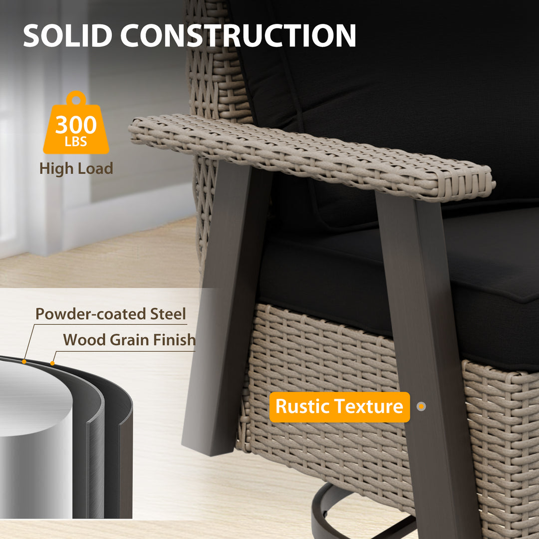 Rustic Hideaway Outdoor Swivel Rocker Patio Chair Set of 2, Beige/Beige, Tan, Dark Blue, Black, Red