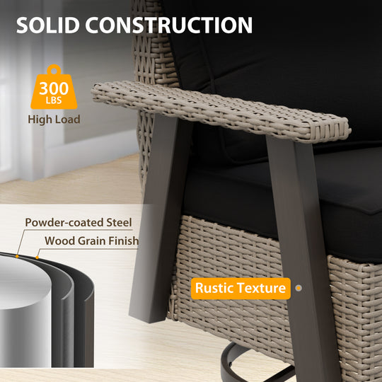 Rustic Hideaway Outdoor Swivel Rocker Patio Chair Set of 2, Beige/Beige, Tan, Dark Blue, Black, Red