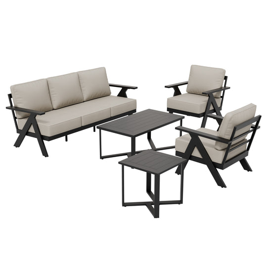 COOS BAY Iron Luxe Modern Outdoor 5 Piece Patio Furniture Set