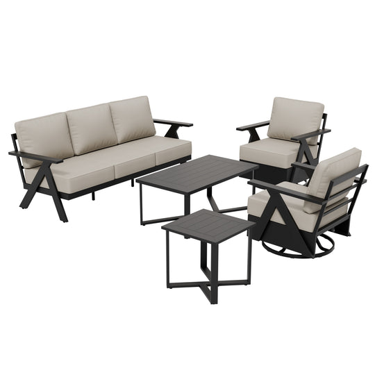 COOS BAY Iron Luxe Modern Outdoor 5 Piece Patio Furniture Set