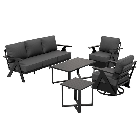 COOS BAY Iron Luxe Modern Outdoor 5 Piece Patio Furniture Set