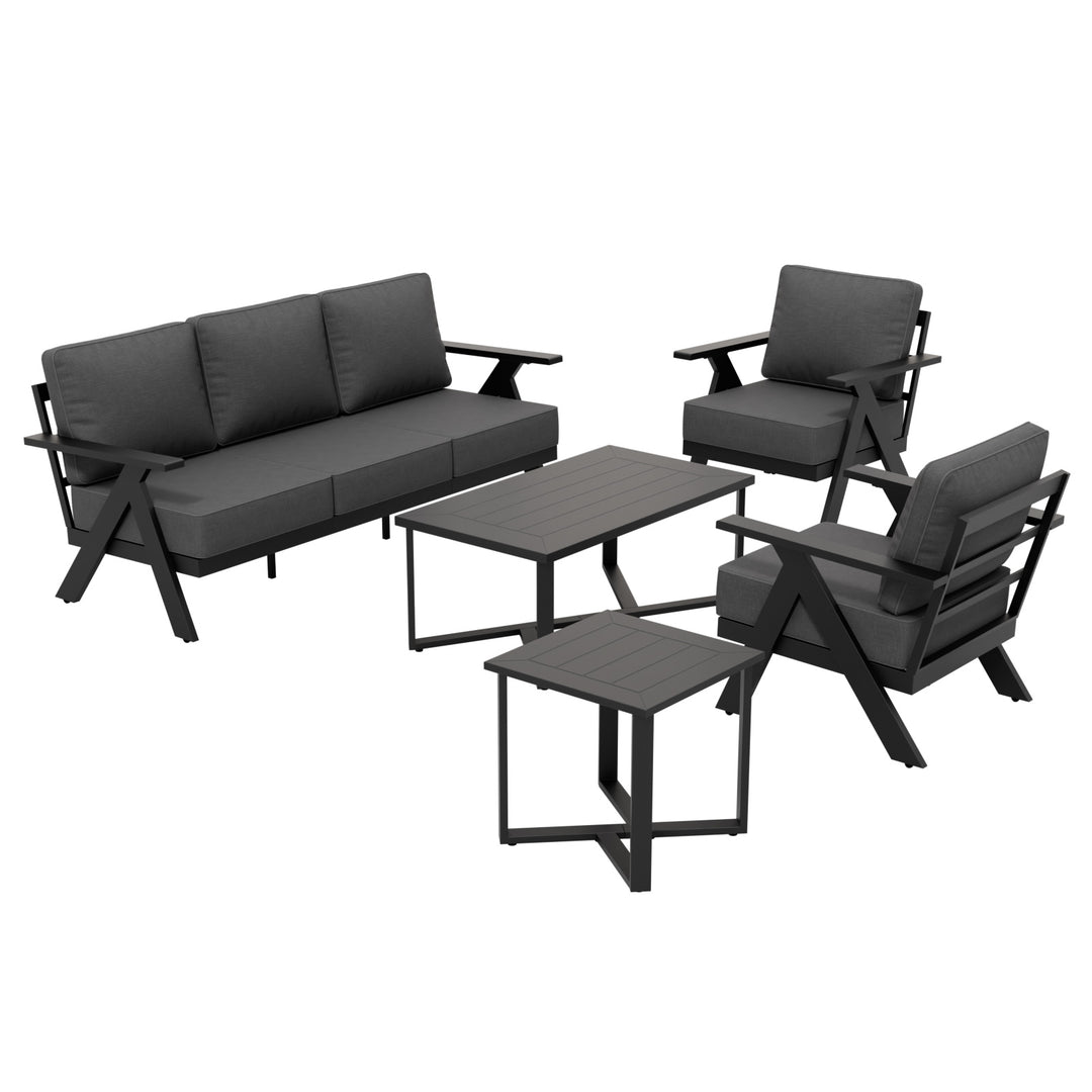 COOS BAY Iron Luxe Modern Outdoor 5 Piece Patio Furniture Set