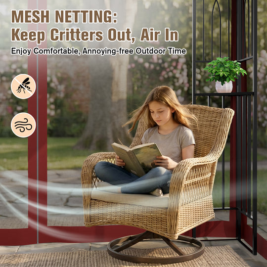 COOS BAY 8x8 Patio Gazebo with Corner Shelves and Mesh Netting