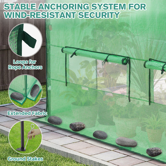 COOS BAY 6x6/ 6x8/8x8 /10x10/12x8 FT Pop Up Greenhouse with Power Access Openings