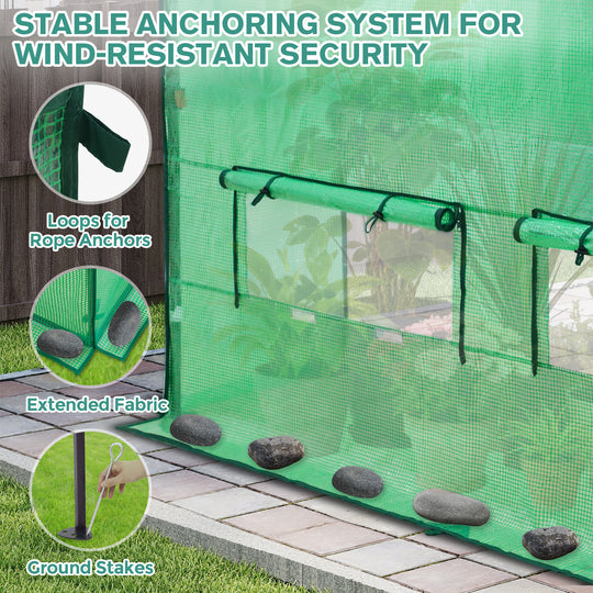6x6/ 8x8 /10x10 FT Portable Walk-in Greenhouse with Power Access Ports