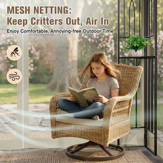 COOS BAY 8x8 Patio Gazebo with Corner Shelves and Mesh Netting