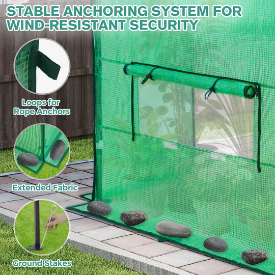 6x6/ 8x8 /10x10 FT Portable Walk-in Greenhouse with Power Access Ports