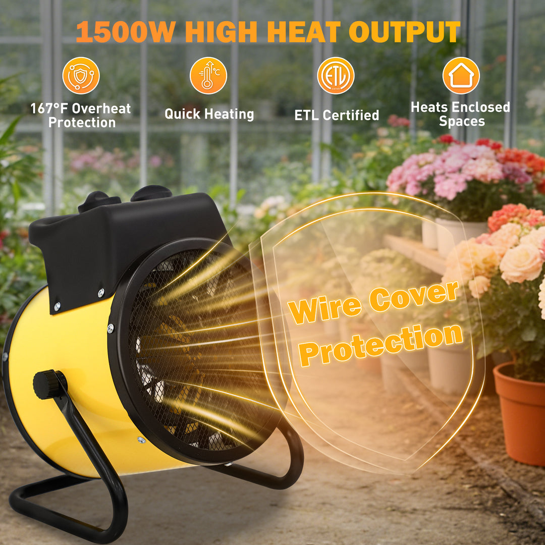 COOS BAY 1500W Radiant Space Heater with Thermostat, 1/2 Pack, Yellow