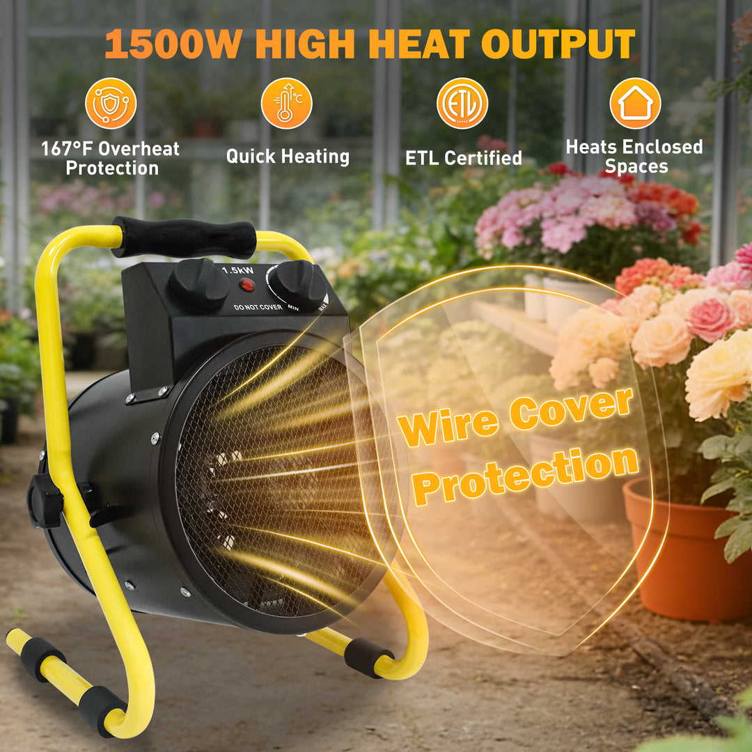 COOS BAY 1500W Radiant Spot Heater with Thermostat, 1/2 Pack, Black