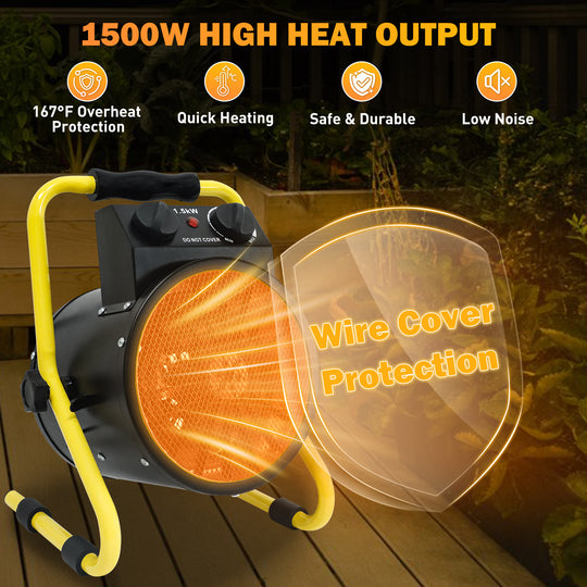 COOS BAY 1500W Outdoor Space Heater with Thermostat,1/2 Pack, Black