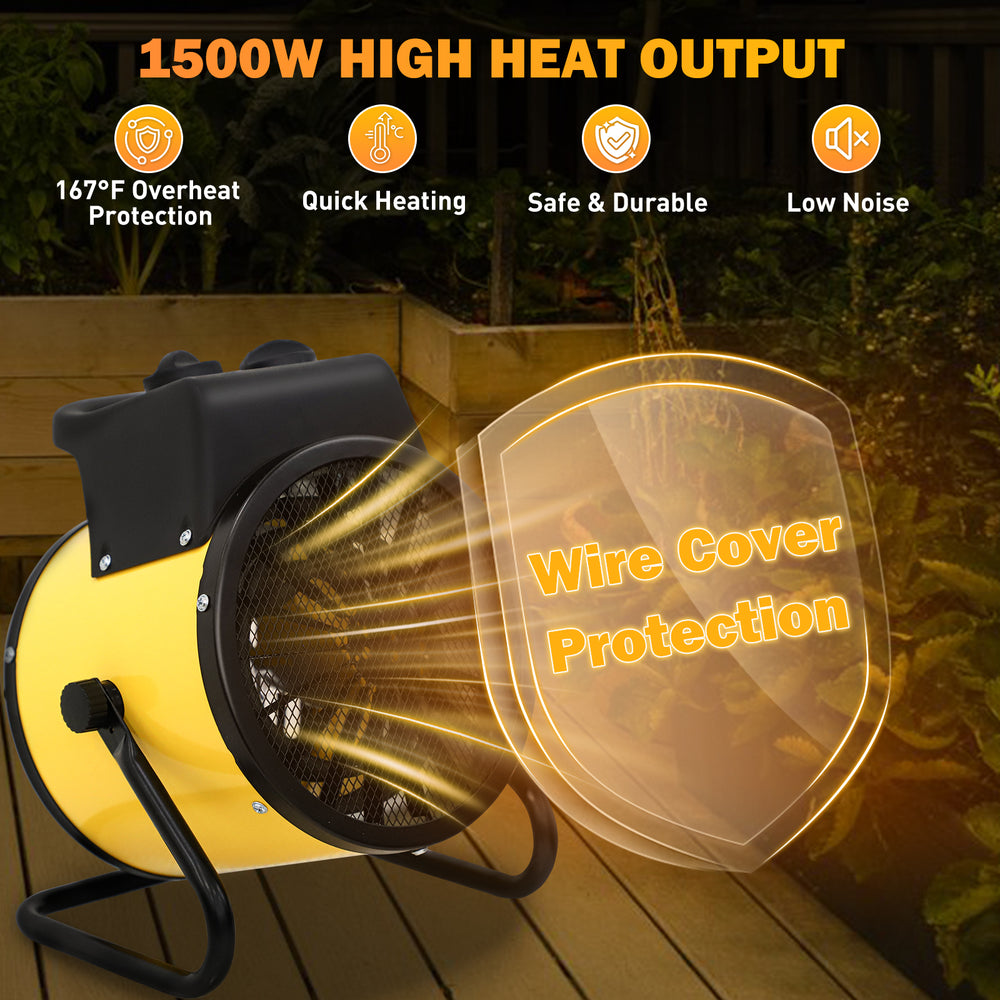 COOS BAY 1500W Radiant Spot Heater with Thermostat, 1/2 Pack, Yellow