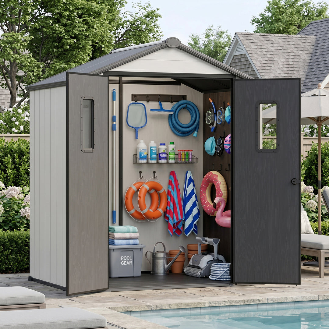 COOS BAY 8x6/8x8/5x3/6x4 Outdoor Storage Shed with Floor, Lockable Doors