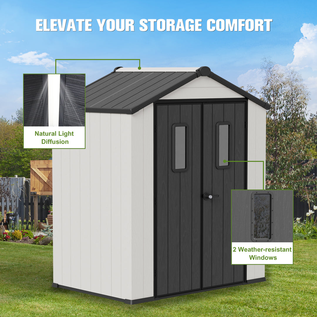 COOS BAY 8x6/8x8/5x3/6x4 Outdoor Storage Shed with Floor, Lockable Doors