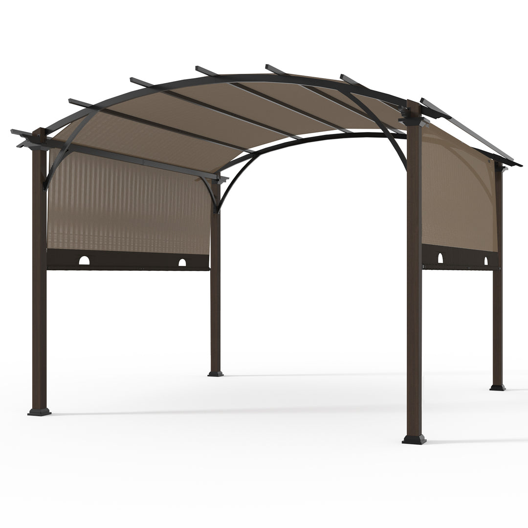 COOS BAY Outdoor Patio Pergola 11.4x11.4 ft with Retractable Textilene Canopy Top