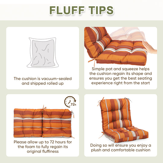 COOS BAY Tufted High Back Chair Cushions, 42x21 Inch, 4 Pack