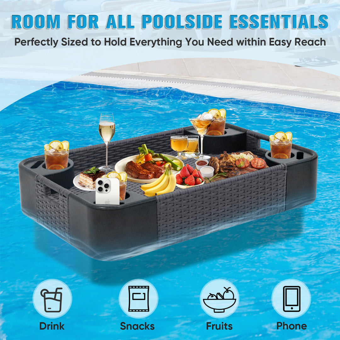 COOS BAY 35''x24'' Rectangular Floating Drink Holder for Pool and Hot Hub