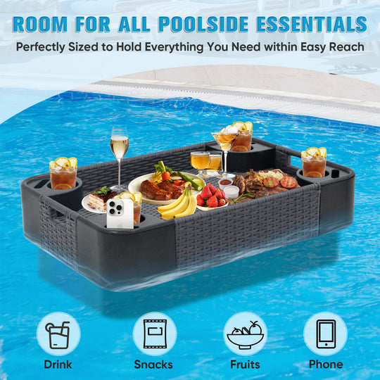 COOS BAY 35''x24'' Rectangular Floating Drink Holder for Pool and Hot Hub