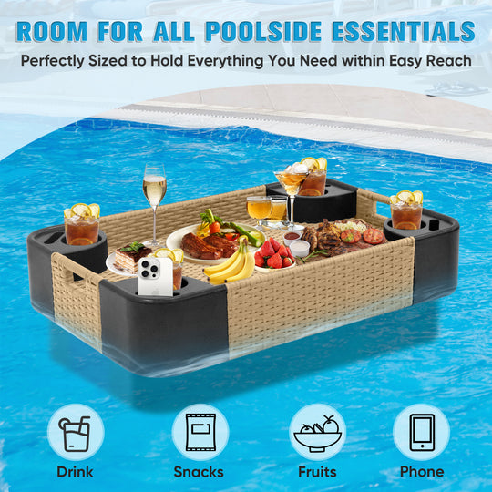 COOS BAY 35"x24" Rectangular Floating Drink Holder for Pool and Hot Hub