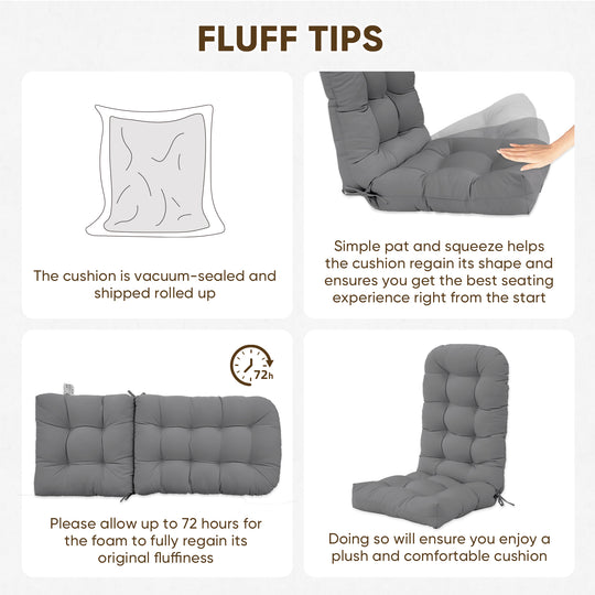 COOS BAY High Back Adirondack Chair Cushions, 49x20x5, Set of 2