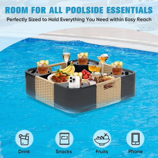 COOS BAY 24''x24'' Square Floating Drink Holder for Pool and Hot Hub