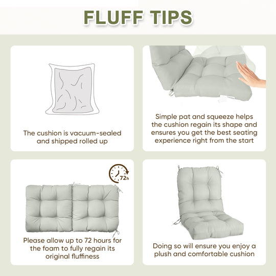 COOS BAY Tufted High Back Chair Cushions, 42x21 Inch, Set of 2