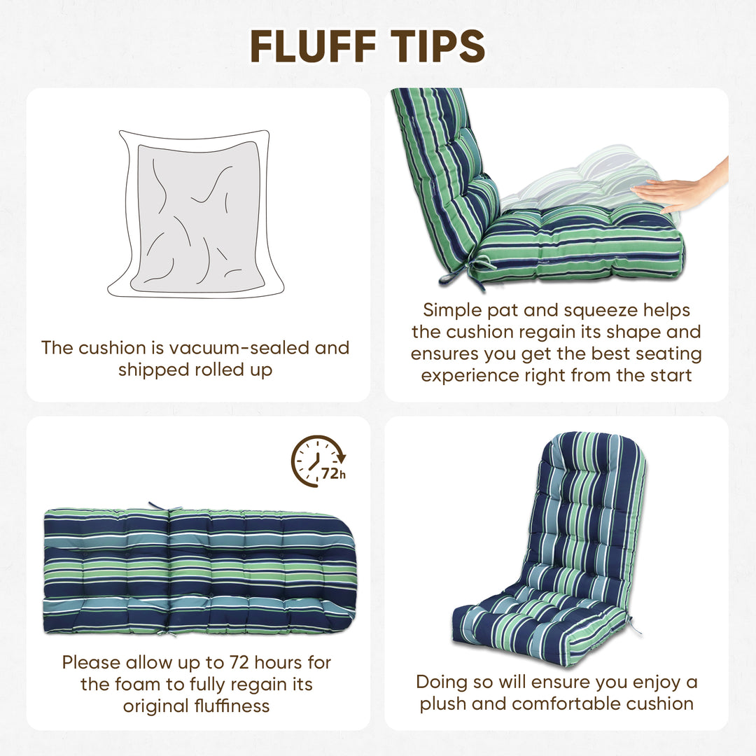 COOS BAY High Back Adirondack Chair Cushions, 49x20x5, Set of 2