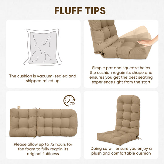 COOS BAY High Back Adirondack Chair Cushions, 49x20x5, Set of 2