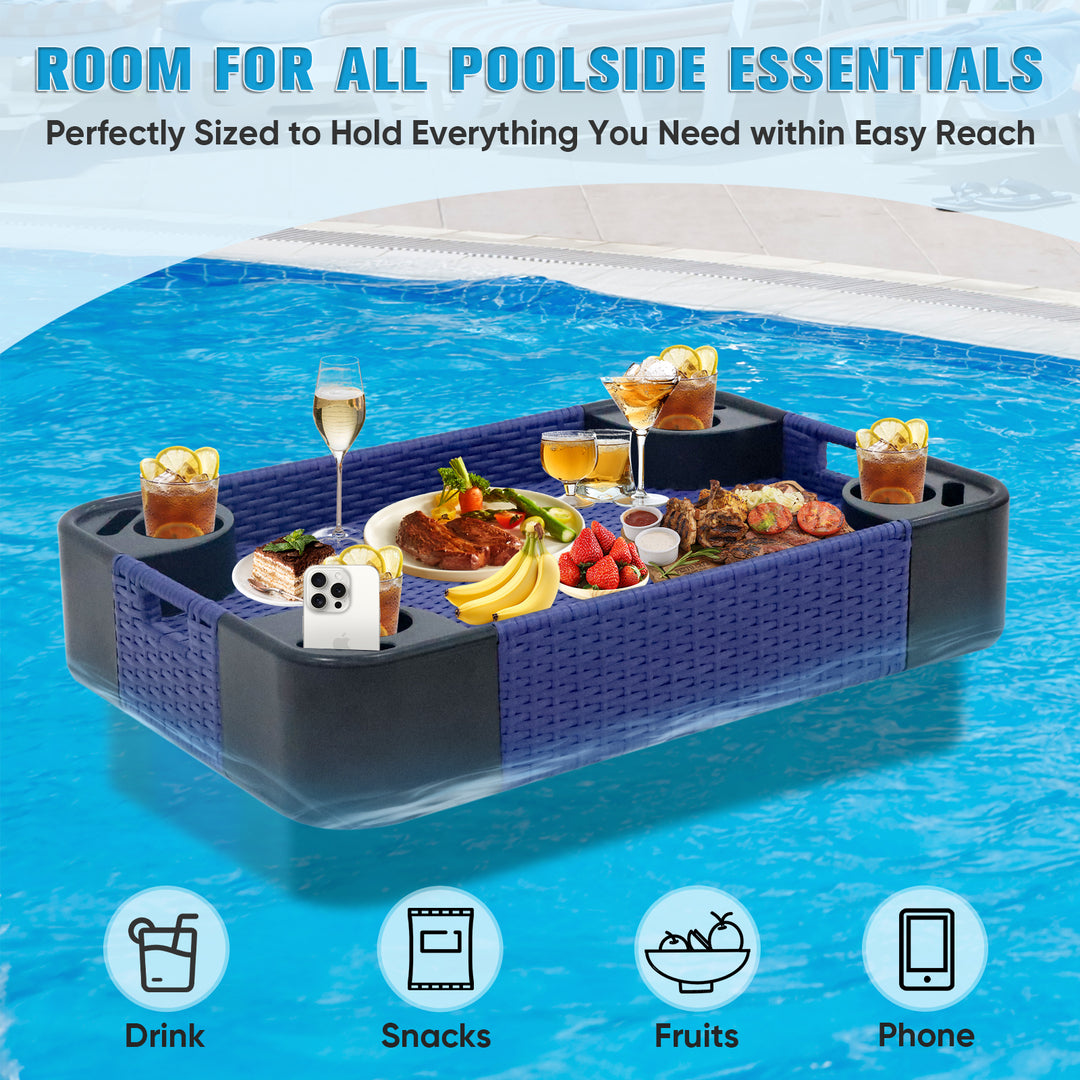 COOS BAY 35''x24'' Rectangular Floating Drink Holder for Pool and Hot Hub