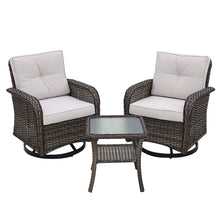 Load image into Gallery viewer, COOS BAY 3-Piece Outdoor Wicker Swivel Rocker Chair Bistro Set