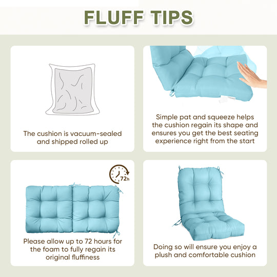 COOS BAY Tufted High Back Chair Cushions, 42x21 Inch, Set of 2