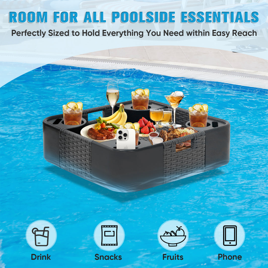COOS BAY 24''x24'' Square Floating Drink Holder for Pool and Hot Hub