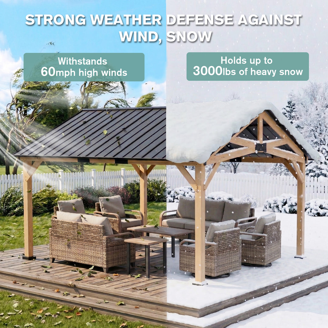 11x13/13x15 Hardtop Gazebo with Cedar Wood Frame