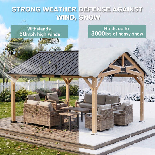 11x13/13x15 Hardtop Gazebo with Cedar Wood Frame