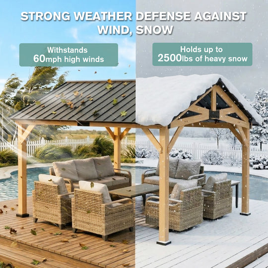 11x13/13x15 Hardtop Gazebo with Cedar Wood Frame