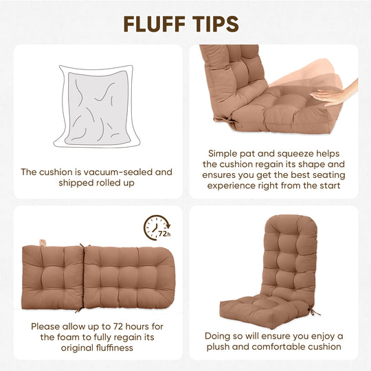 COOS BAY High Back Adirondack Chair Cushions, 49x20x5, Set of 2