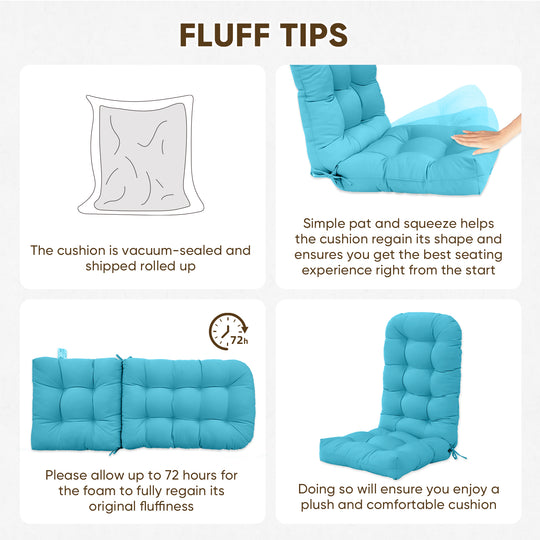 COOS BAY High Back Adirondack Chair Cushions, 49x20x5, Set of 2