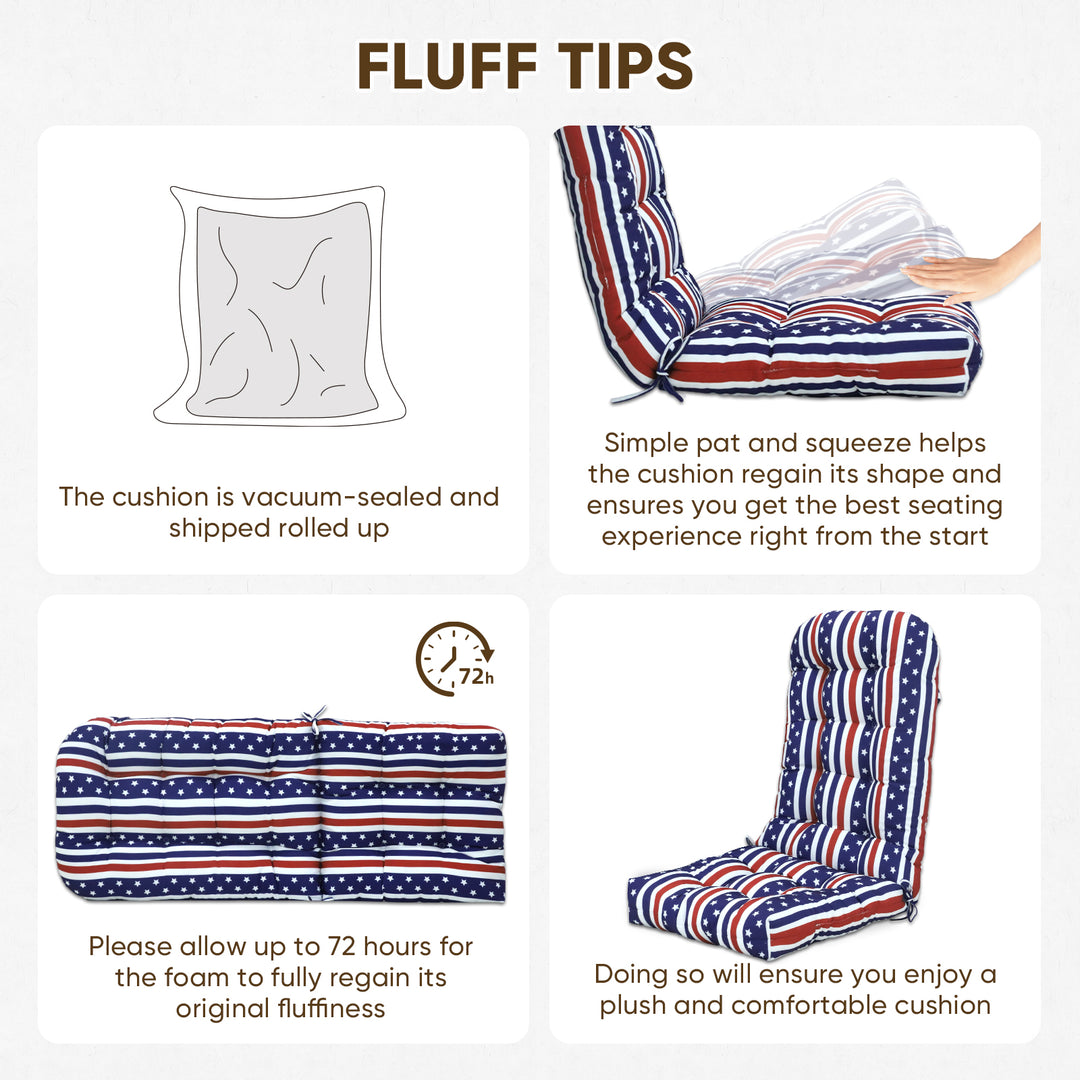 COOS BAY High Back Adirondack Chair Cushions, 49x20x5, Set of 2