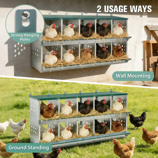 COOS BAY Metal Chicken Nesting Box, Green